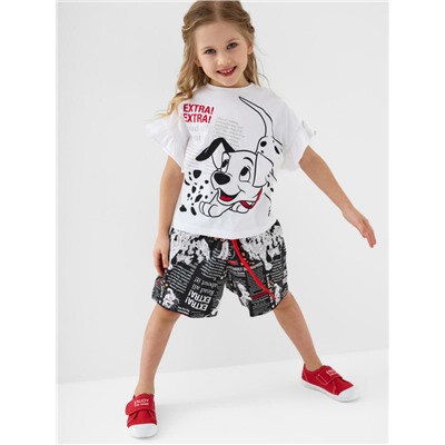 Комплект для девочек: джемпер трикотажный (футболка), шорты текстильные