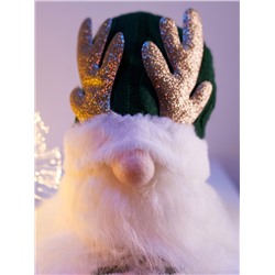 Фигура текстиль «Гном зеленая шапочка» 33 см, 1 LED, от батареек AG10×3, свечение тёплое белое