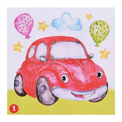 Аппликация наклейками по номерам. Машинки