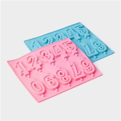 Форма для шоколада Доляна «Цифры», силикон, 26×21 см, 10 ячеек (7×4 см), МИКС
