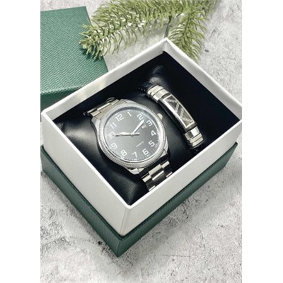 Подарочный набор для мужчины часы и браслет + коробка #22853530