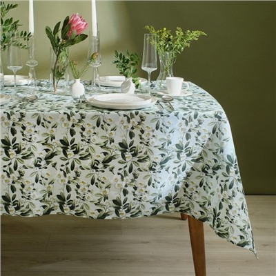 Скатерть «Доляна» Apple flowers, 146×110 см, 100% хлопок, рогожка 164 г/м²