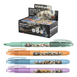 Текстовыделитель VisioLine® V-15 Коты большого города ассорти (отгрузка кратно 24 шт) 63368 ErichKrause