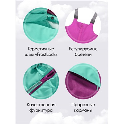 Горнолыжный костюм зимний для девочки фиолетового цвета 9432F