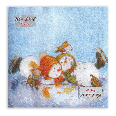 Новогодние салфетки бумажные Fresco «Снеговички», 2 слоя, 33х33 см, 20 шт
