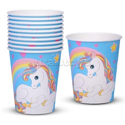 Набор посуды одноразовой "Сказочный единорог" стаканы 10шт.
