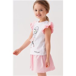 Комплект трикотажный для девочек: джемпер (футболка), шорты PLAYTODAY, 1240018