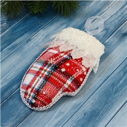 Ёлочная игрушка «Рукавица элит» 7×12 см, красно-белый