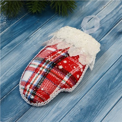 Ёлочная игрушка «Рукавица элит» 7×12 см, красно-белый