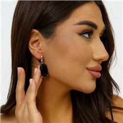 Уценка! Серьги с крупным камнем, покрытие: посеребрение, цвет камня: черный, арт 08.0793