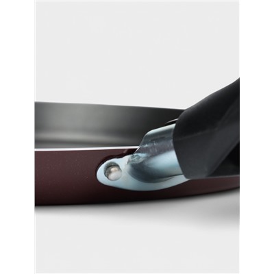 Сковорода блинная «Эксперт», d=22 см, пластиковая ручка, антипригарное покрытие, алюминий, бордовая