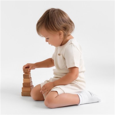 Комплект детский: футболка и шорты MINAKU, рост 62-68 см, молочный