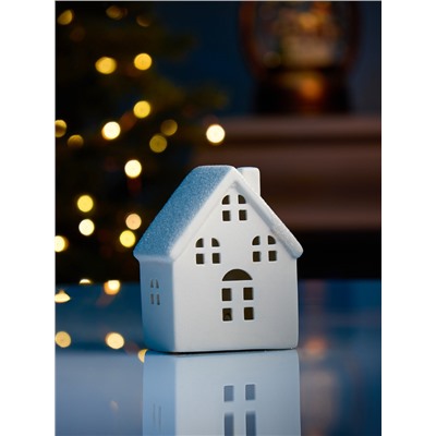 Светодиодная фигура «Дом с окнами» 8.1×5.7×10.1 см, 1 LED, керамика, от батареек LR44×2, свечение тёплое белое