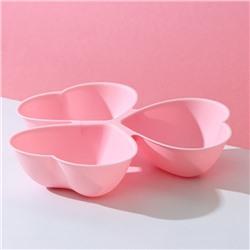 Менажница 3 секции Доляна «Сердечки», пластик, 23×21.5 см, розовая