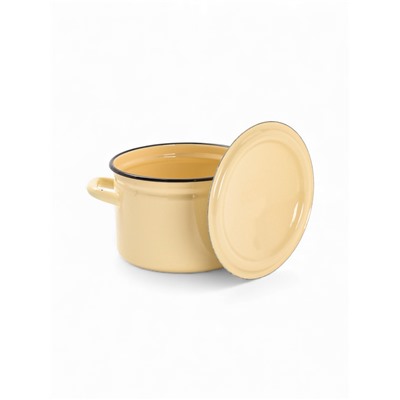 УЦЕНКА Кастрюля эмалированная, 3 л, d=19 см, с крышкой, цилиндрическая, слоновая, кости