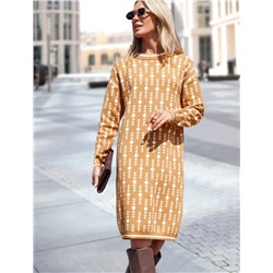 Платье жаккардовой вязки с кашемиром