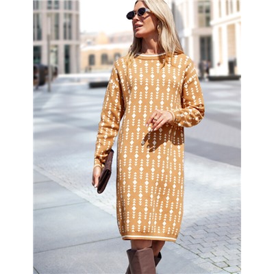 Платье жаккардовой вязки с кашемиром