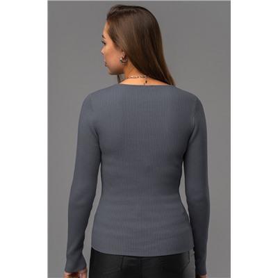 Женский джемпер в рубчик с V-вырезом Happyfox