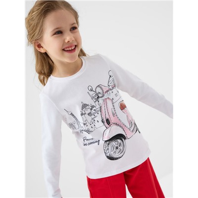 Фуфайка трикотажная для девочек (футболка с длинными рукавами)