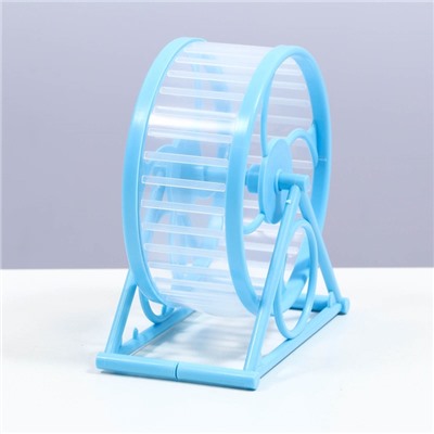 Колесо на подставке для грызунов, диаметр колеса 12.5 см, 14×3×9 см, голубое