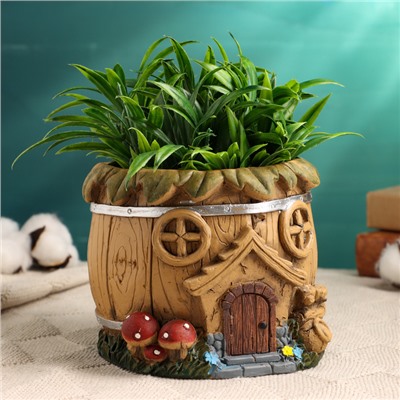 Декоративное кашпо для цветов «Домик-грибочек», 13×13×11 см, керамическое, Greengo