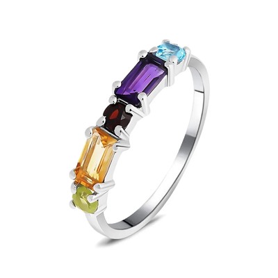 Кольцо, аметист , гранат , перидот , топаз, Персефона