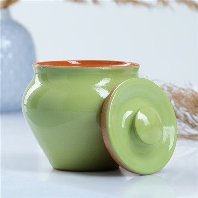 Горшочки для запекания Вятская керамика, набор 6 шт., ухват, полка, 500 мл, салатовый