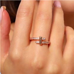 Кольцо тонкое 20 р ювелирная бижутерия Дубайское золото покрытие позолота, вставка: фианиты, цвет: прозрачный, арт.314.608-20