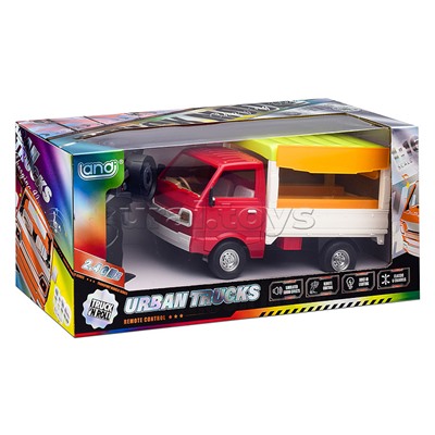 Машина "Грузовичок фастфуд" свет, звук р/у, 27 MGz, в коробке