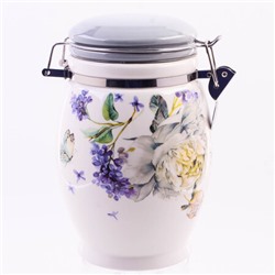 60212 Банка для сыпучих 900мл Букет фантазий доломит/металл LR (х24)