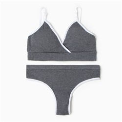 Комплект нижнего белья женский (топ, трусы) Collorista, тёмно-серый, размер 42-44