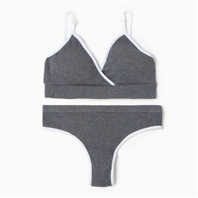 Комплект нижнего белья женский (топ, трусы) Collorista, тёмно-серый, размер 42-44