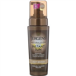 Jergens, Natural Glow, Instant Sun, мусс для автозагара, светло-бронзовый, 177 мл