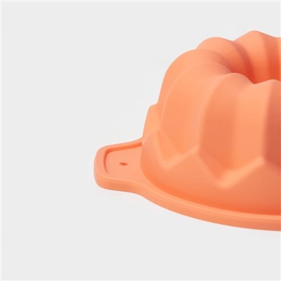 Форма для выпечки Доляна «Немецкий кекс», силикон, 16×13.3 см, с ручками, персиковая