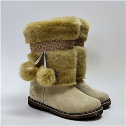 Унты женские бежевые “Норка” бежевые на войлочной подошве