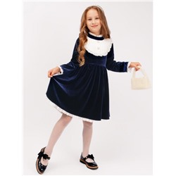 Платье бархатное для девочки SP0077 (Темно-синий)