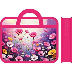 Папка пластиковая А4 на молнии с ручками 33х26х7,5 см ПМ-А4-25 " ЦВЕТЫ 2026" Пчелка