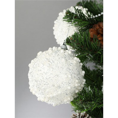 Новогоднее украшение Шары 2 штуки 9,5 см / WF-195 /уп 108/белые