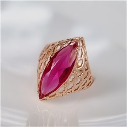 Кольцо 18 р коллекция Дубайское золото, покрытие позолота, вставка: крупный фианит, цвет: малиновый, арт.314.744-18