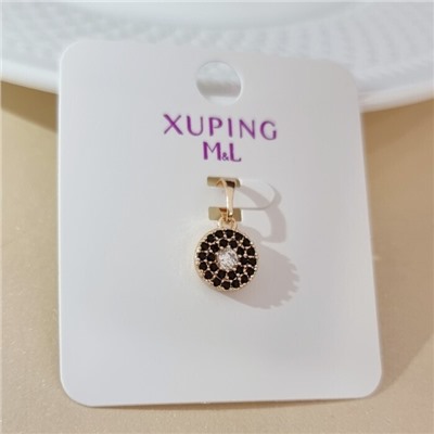 Кулон маленький круглый коллекция "Xuping ML" покрытие позолота, вставка: фианиты, цвет: черный, арт.101.244