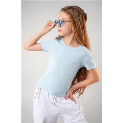 Футболка для девочки в рубчик из рибаны Happyfox