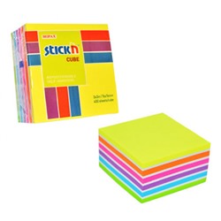 Бумага для заметок с клеевым краем 76х76 мм 400л неон+пастель 7цв. 70г/м2 21539 (897588) Hopax