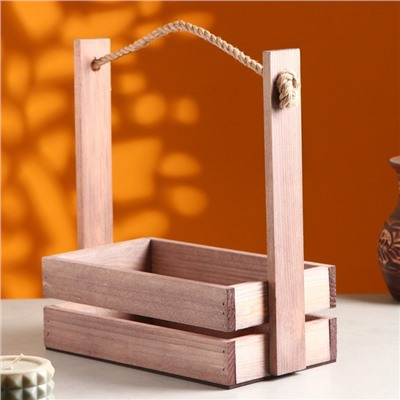 Подарочный ящик «Аром», 25×15×30 см, деревянный, ручка - канат, цвет состаренный дуб