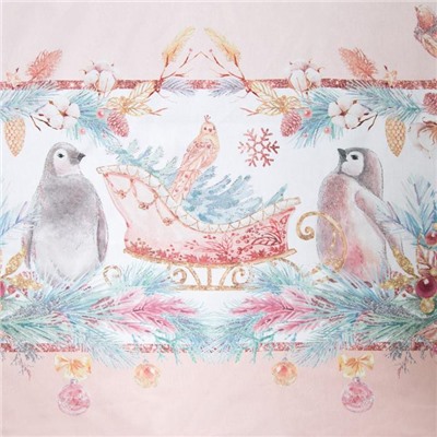 Скатерть новогодняя «Этель» Pink magic, d=220 см ±3 см с ГМВО, 100% хлопок, саржа 190 г/м²