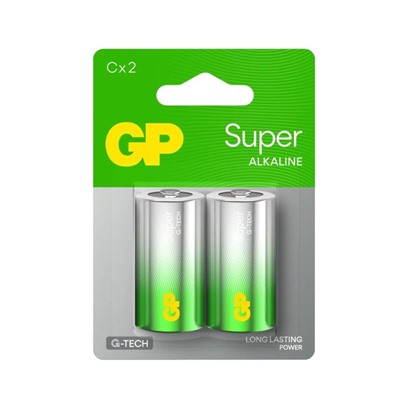 Батарейка алкалиновая GP Super Alkaline, C, LR14-2BL, 1.5 В, блистер, 2 шт.
