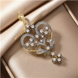 Кулон крупный ювелирной бижутерии Итальянское золото (покрытие желтое 14к), вставка: фианиты, цвет: прозрачный, арт.217.353