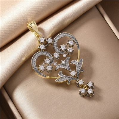 Кулон крупный ювелирной бижутерии Итальянское золото (покрытие желтое 14к), вставка: фианиты, цвет: прозрачный, арт.217.353