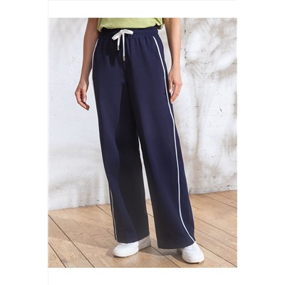 Прямые брюки с лампасами из эластичного футера двухнитки без начеса VILATTE, 1232410