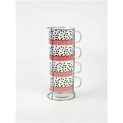 Кружки керамические на металлической подставке «Горошек», набор 4 шт., 150 мл