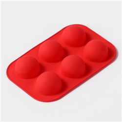 Форма для выпечки Доляна «Полусферы», силикон, 24×16 см, 6 ячеек, d=5.5 см, МИКС
